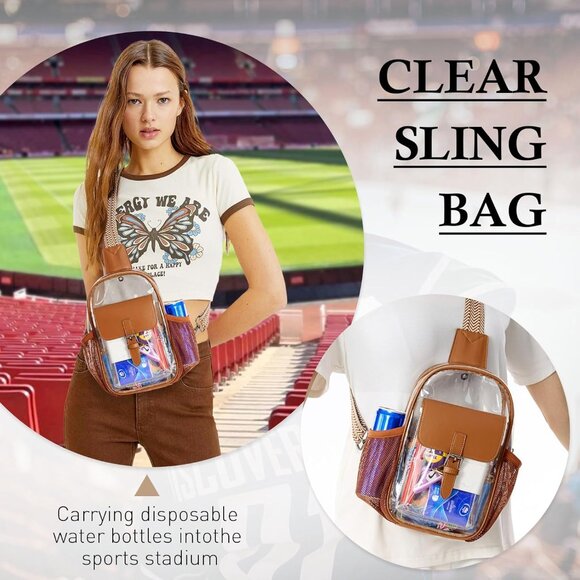 Clear Crossbody Bag Women Stadium Concert Sports Waterproof Eco-Friendly - Picture 8 of 9